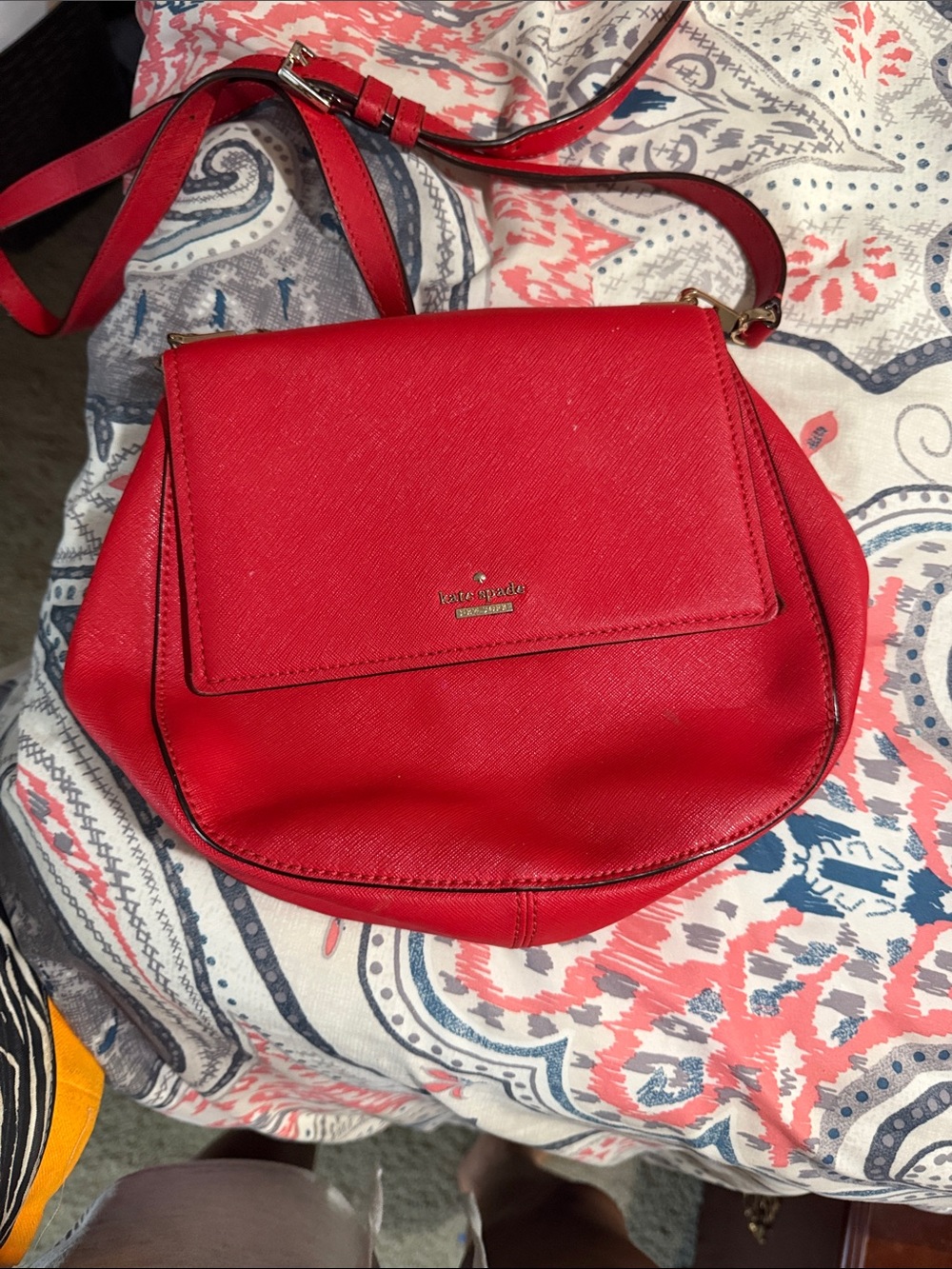 kate spade Red Saffiano Leather Crossbody Bag